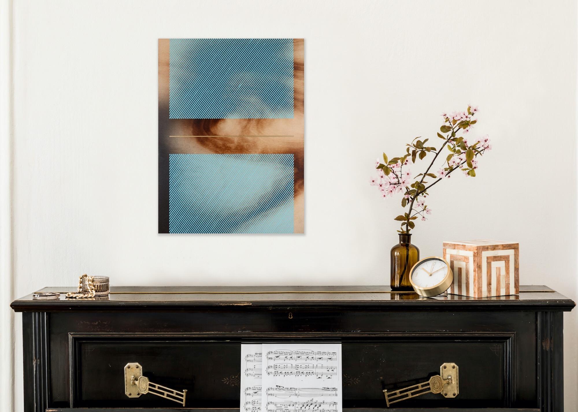 Azul bebé Mångata (pintura cuadriculada madera mínima borde duro dopamina vibrante) en venta 5