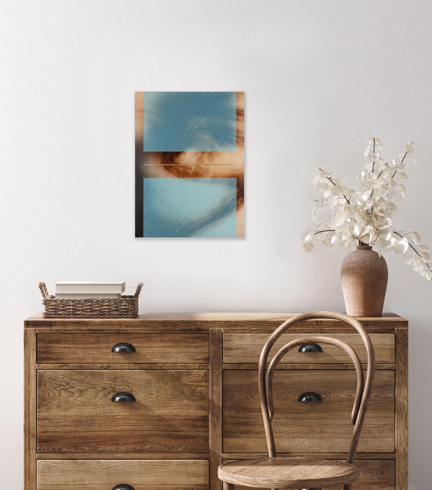 Azul bebé Mångata (pintura cuadriculada madera mínima borde duro dopamina vibrante) en venta 6