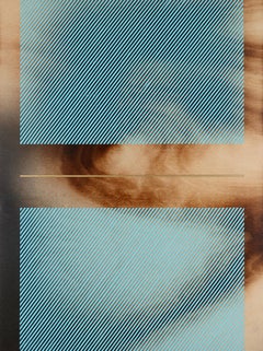 Baby blue Mångata (grid painting minimal wood hard-edge dopamine vibrant)