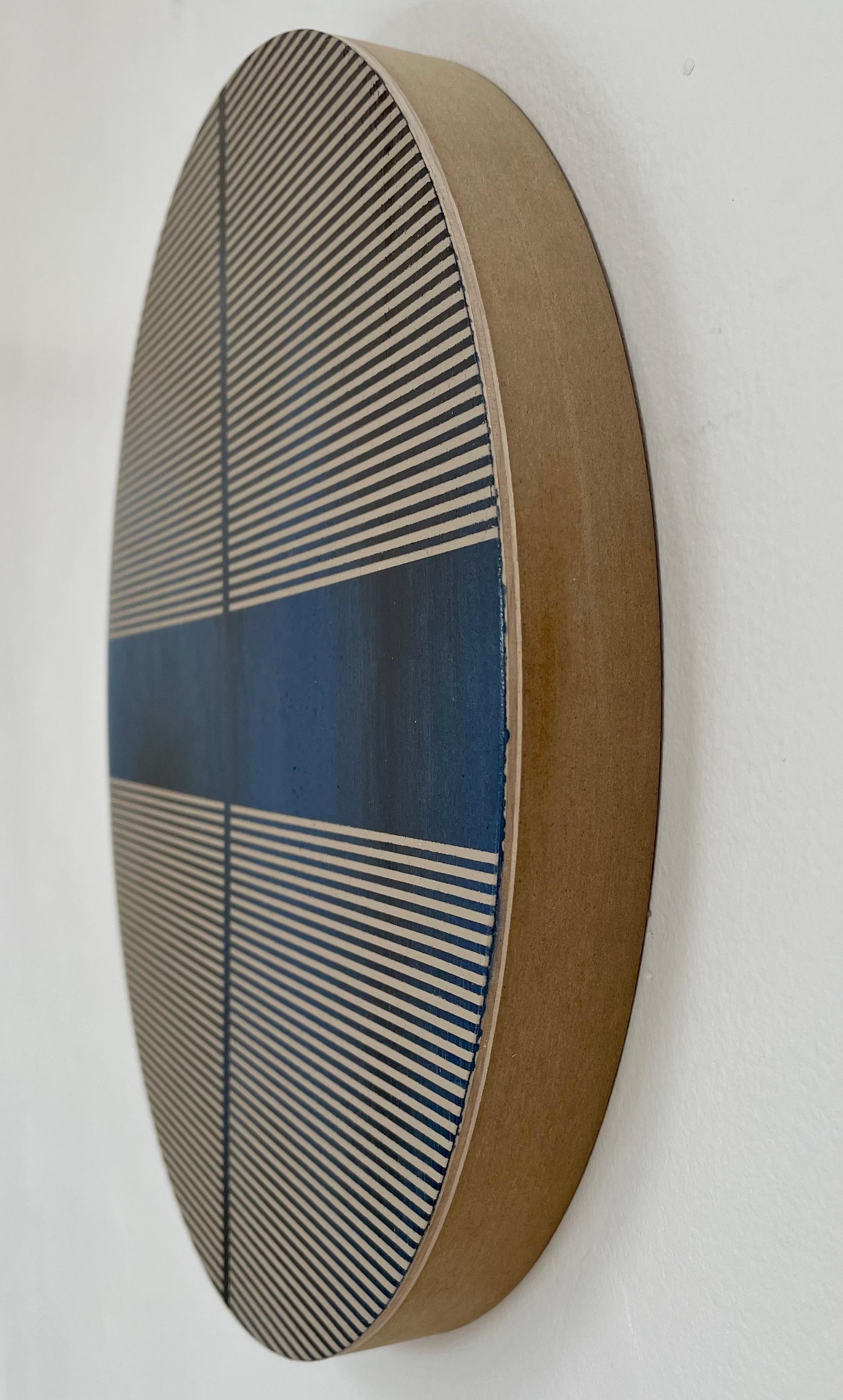 Blueberry pill (minimaliste grid round painting on wood dopamine art) - Abstract Geometric Mixed Media Art by Melisa Taylor Metzger