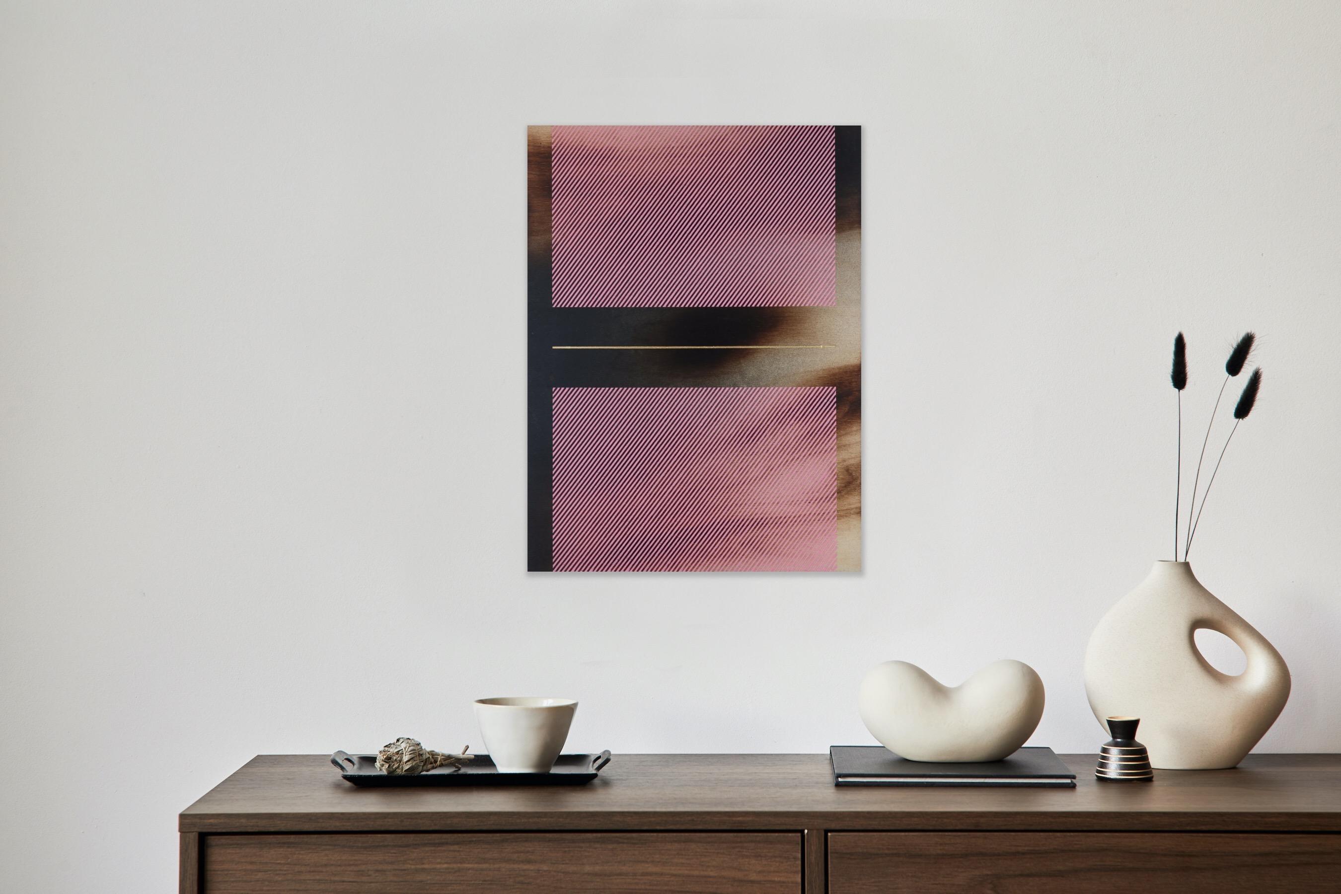 Bombón rosa Mångata (pintura cuadriculada madera mínima borde duro dopamina vibrante) en venta 7
