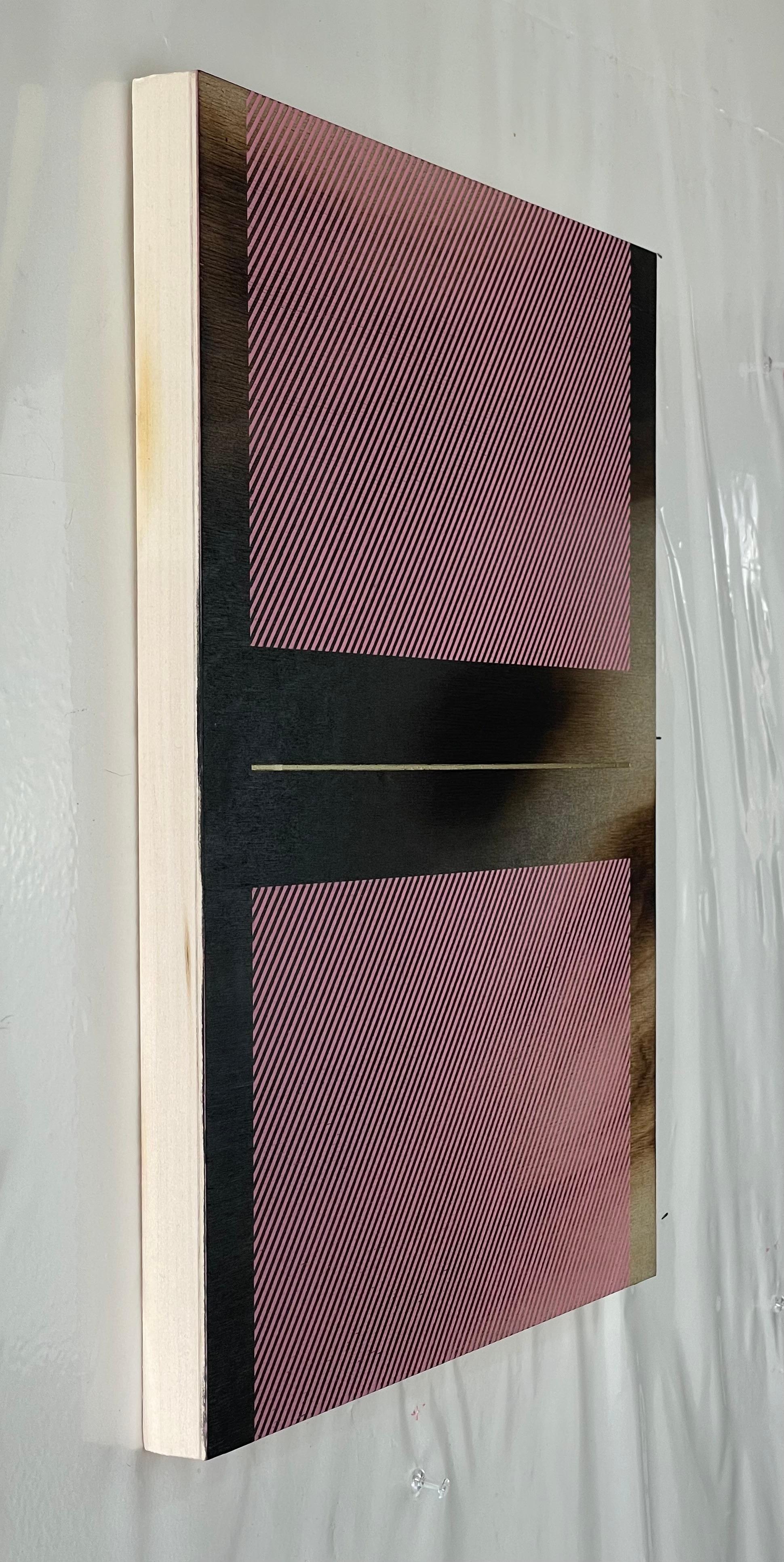 Bombón rosa Mångata (pintura cuadriculada madera mínima borde duro dopamina vibrante) - Painting de Melisa Taylor Metzger