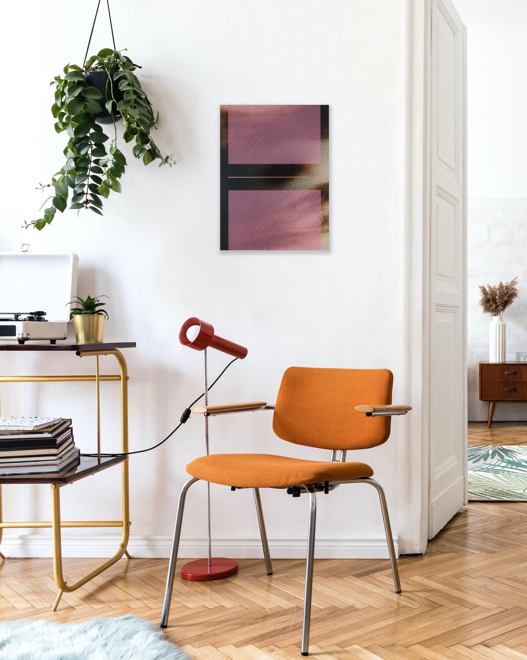 Bombón rosa Mångata (pintura cuadriculada madera mínima borde duro dopamina vibrante) en venta 1