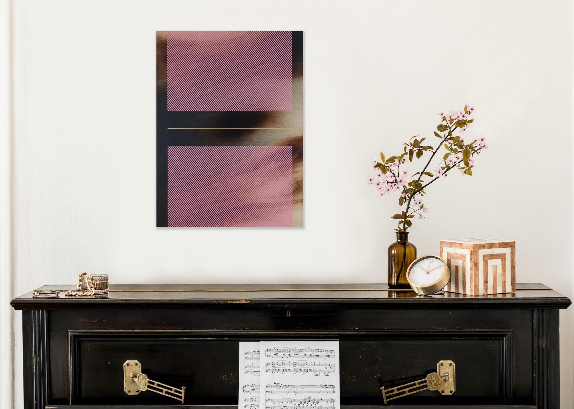 Bombón rosa Mångata (pintura cuadriculada madera mínima borde duro dopamina vibrante) en venta 3