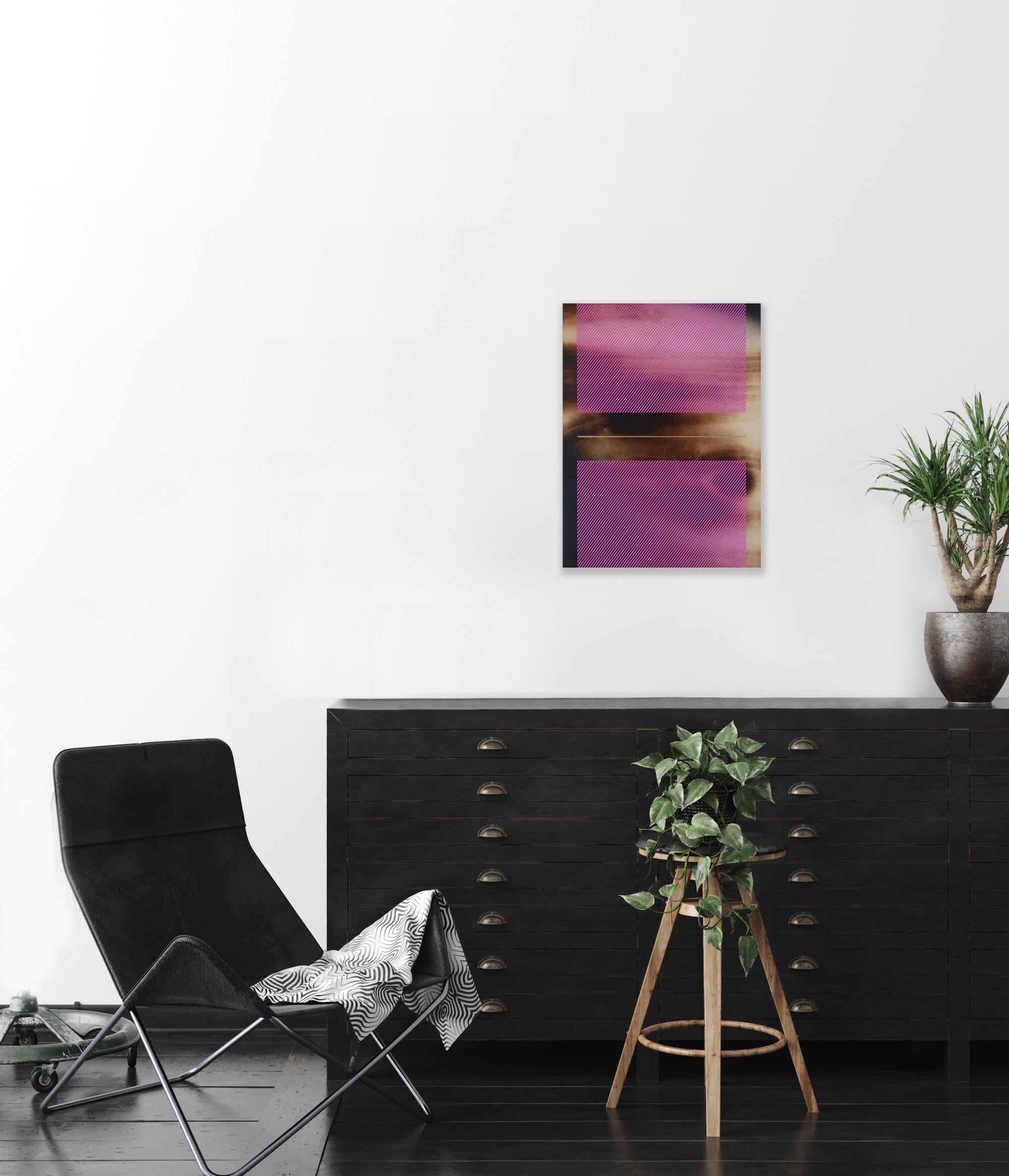 Bubble gum pink Mångata (pittura a griglia legno minimale bordo duro dopamina vibrante) - Mixed Media Art Minimalismo di Melisa Taylor Metzger