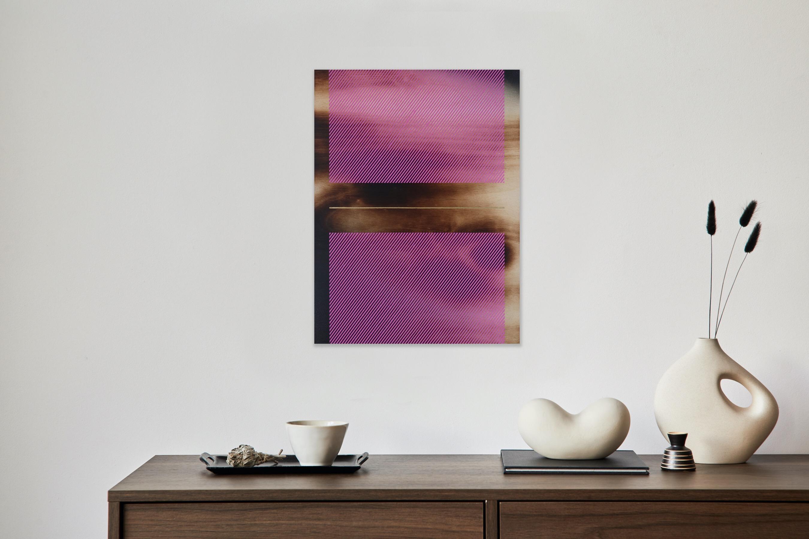 Bubble gum pink Mångata (pittura a griglia legno minimale bordo duro dopamina vibrante) in vendita 2