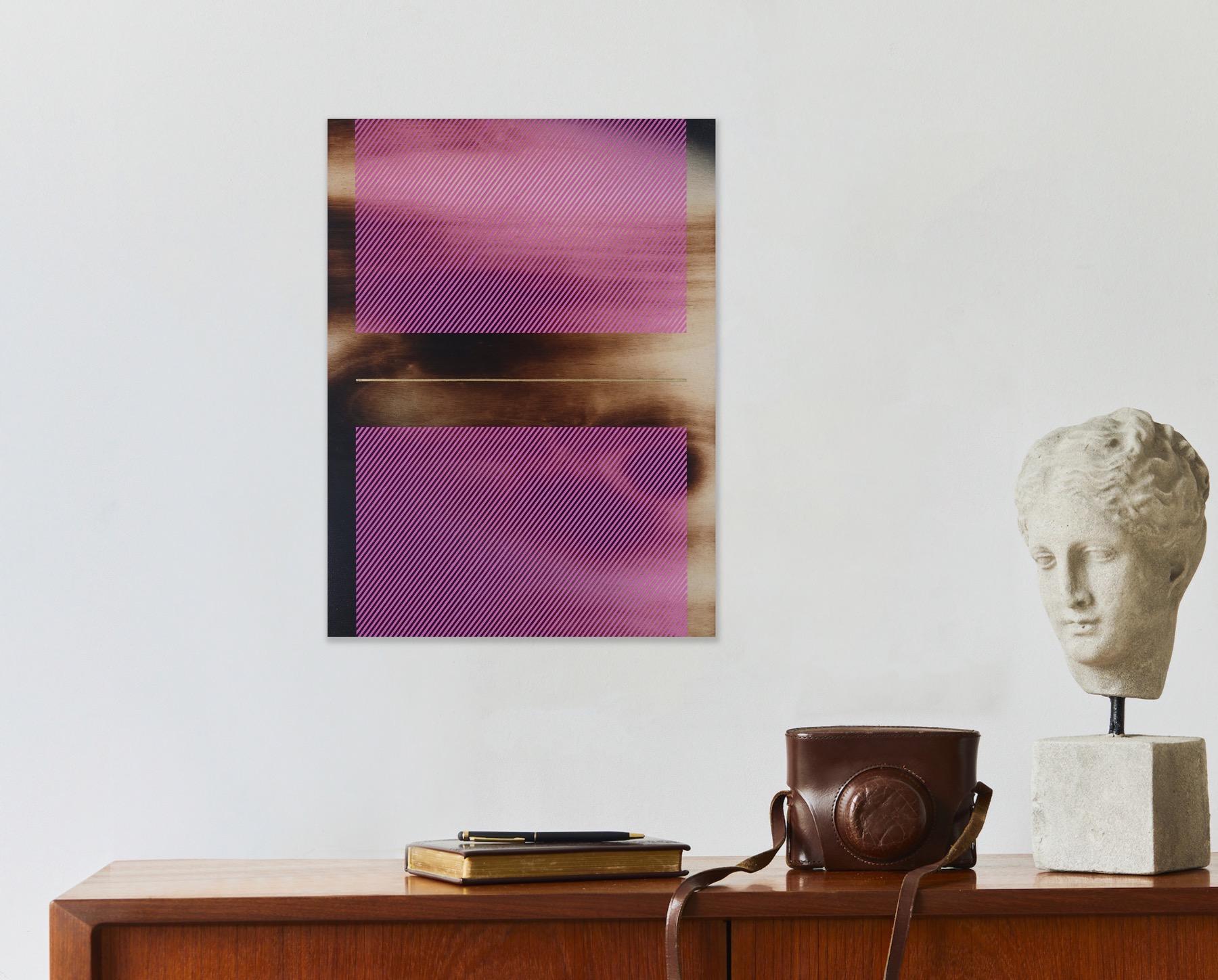 Bubble gum pink Mångata (pittura a griglia legno minimale bordo duro dopamina vibrante) in vendita 4