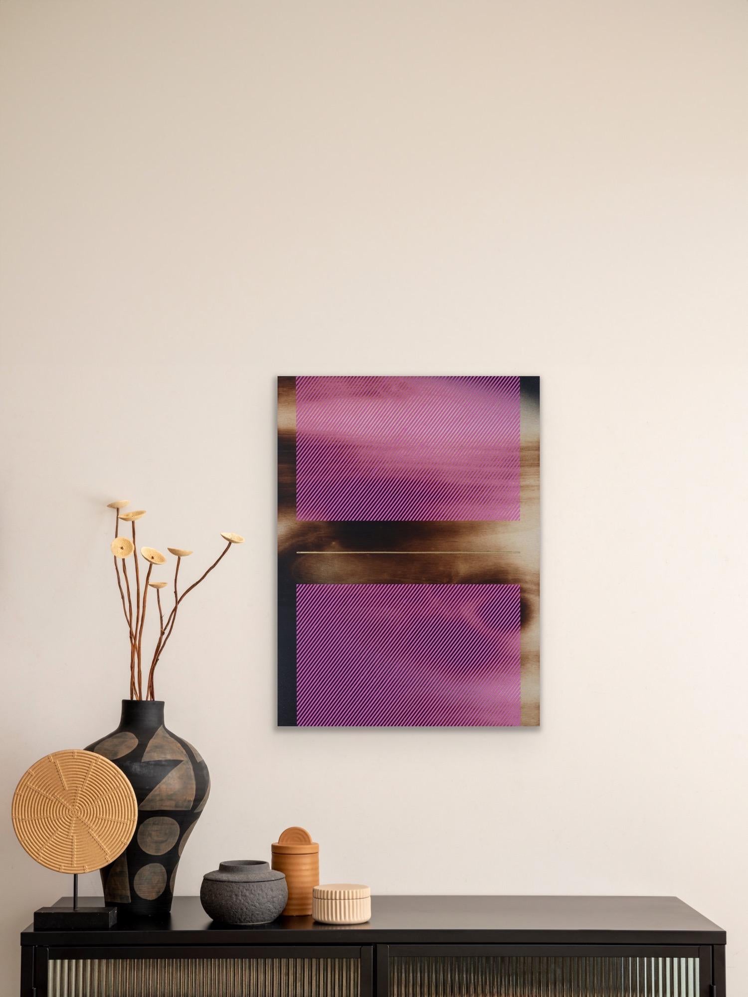 Bubble gum pink Mångata (pittura a griglia legno minimale bordo duro dopamina vibrante) in vendita 6
