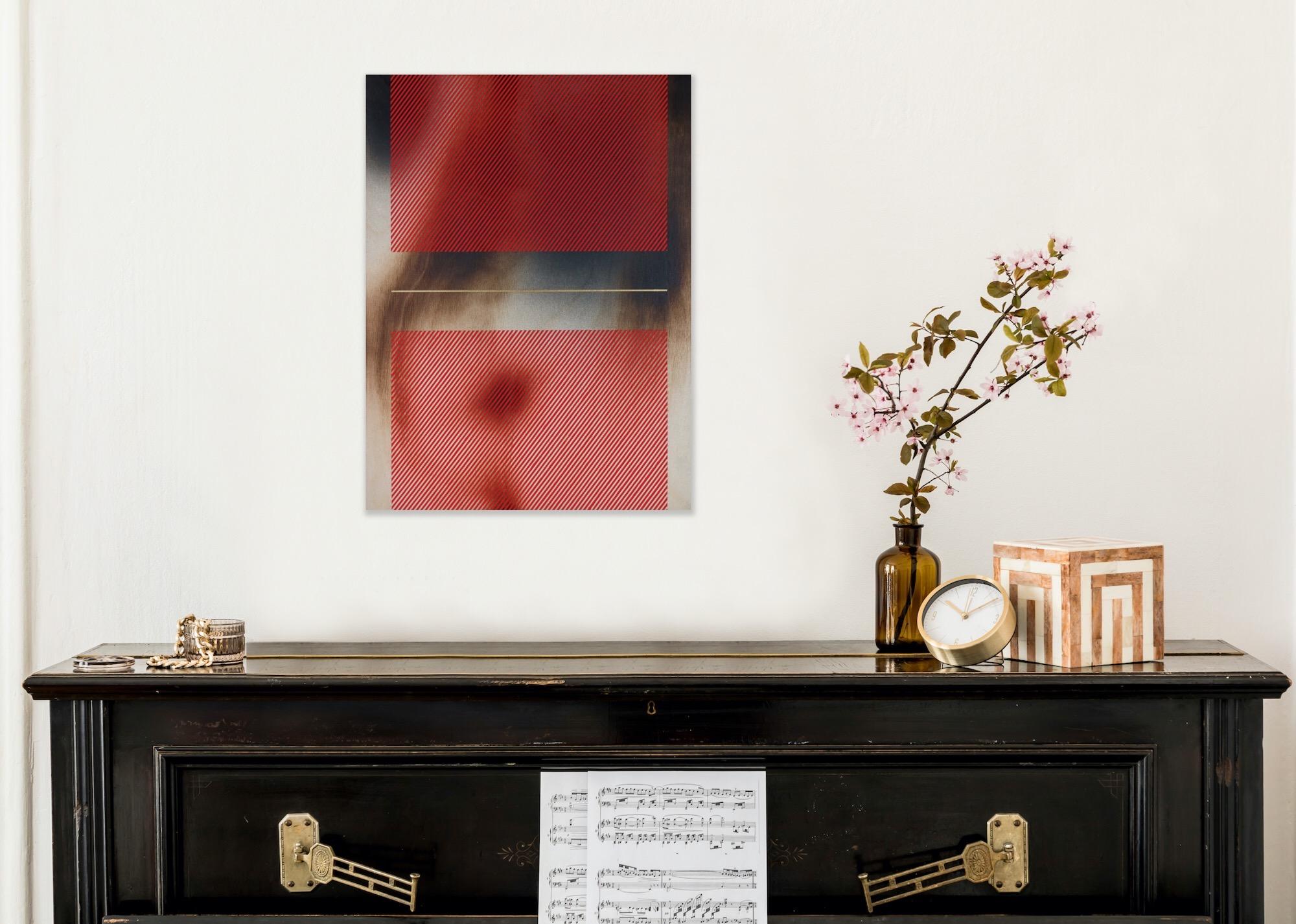 Mangata rouge pomme bonbon (peinture de grille, bois minimal vibrant dopamine aux bords durs) en vente 1