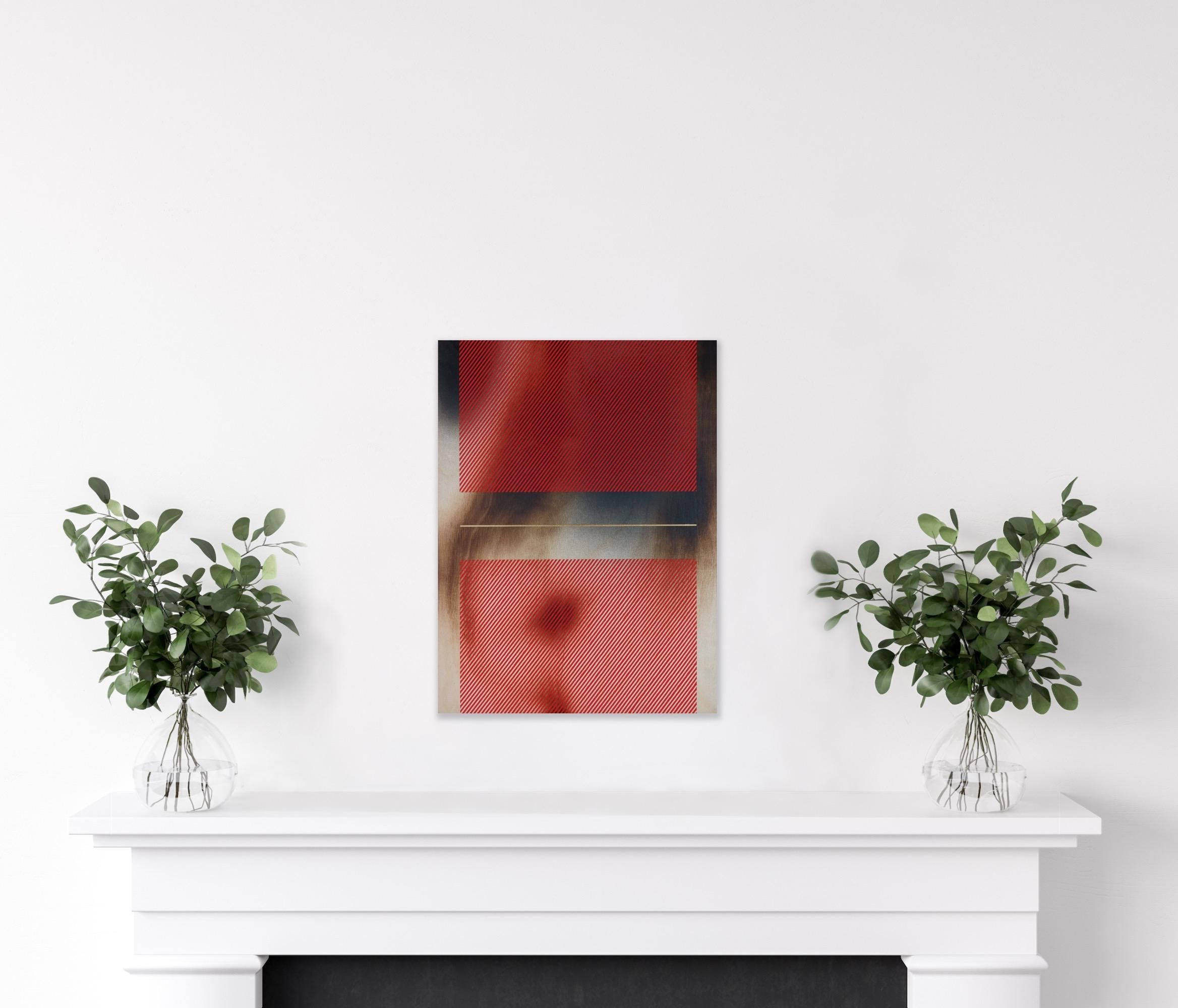 Mangata rouge pomme bonbon (peinture de grille, bois minimal vibrant dopamine aux bords durs) en vente 2