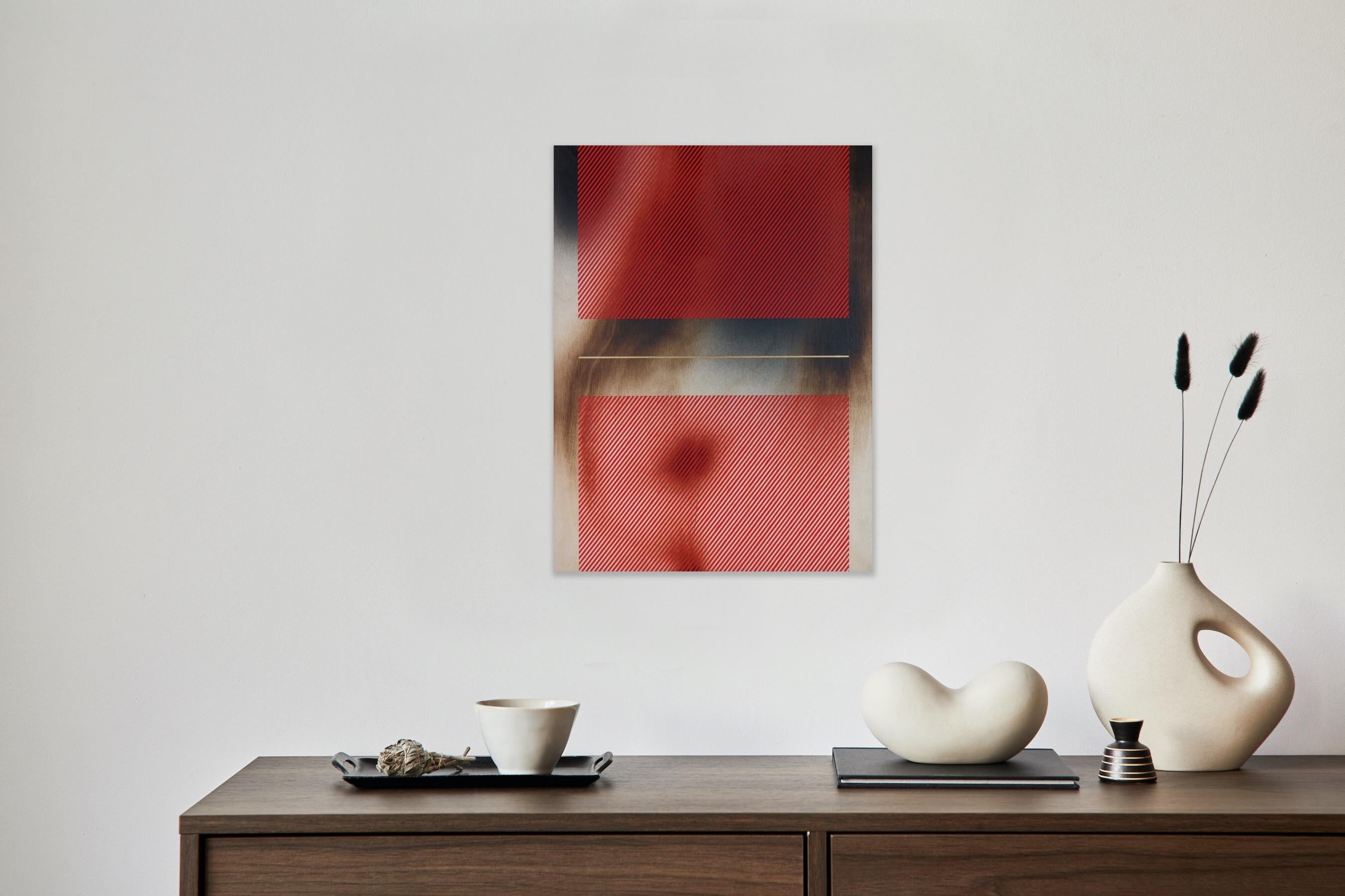 Mangata rouge pomme bonbon (peinture de grille, bois minimal vibrant dopamine aux bords durs) en vente 3