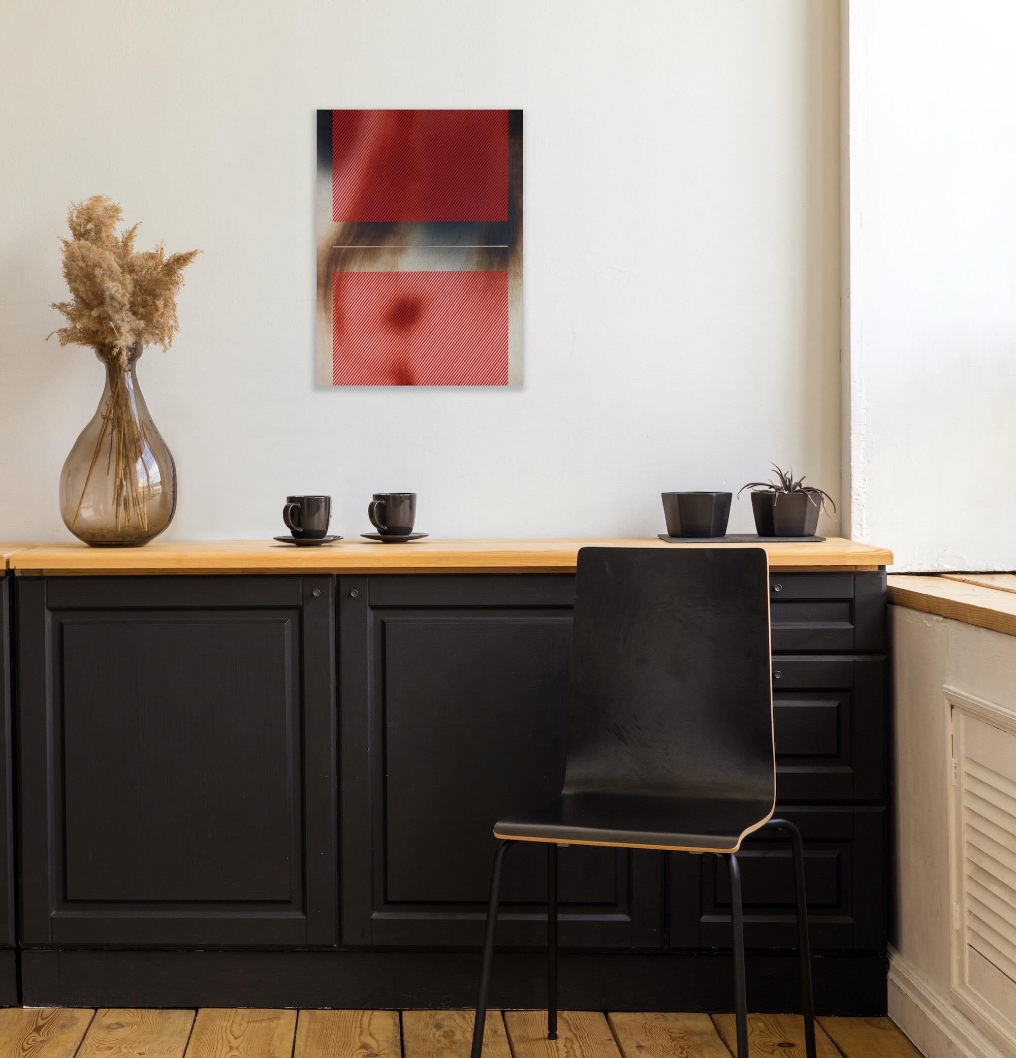 Mangata rouge pomme bonbon (peinture de grille, bois minimal vibrant dopamine aux bords durs) en vente 4