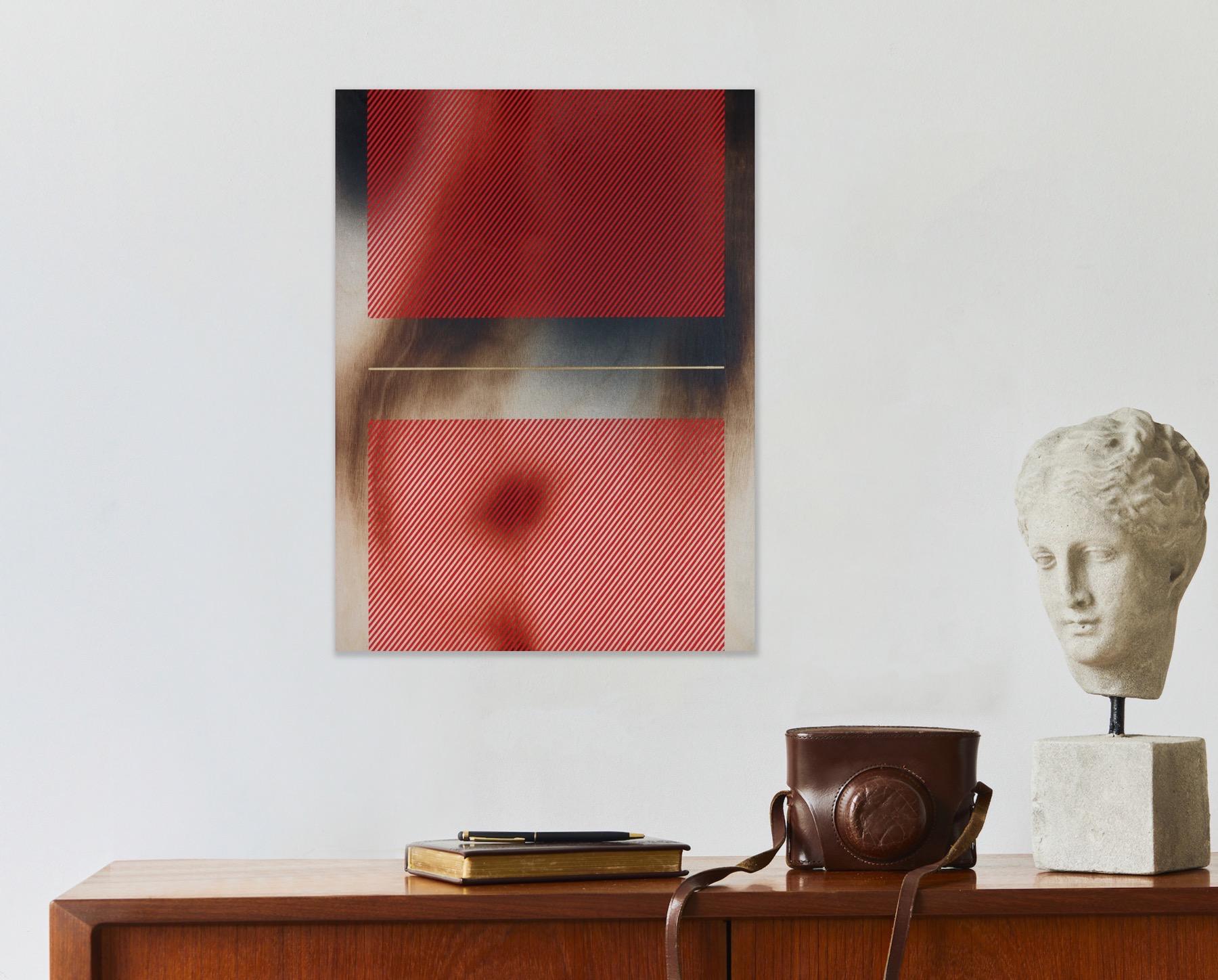 Mangata rouge pomme bonbon (peinture de grille, bois minimal vibrant dopamine aux bords durs) en vente 5