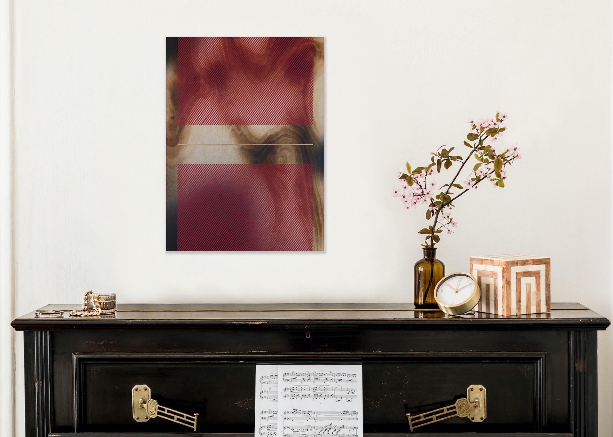 Cardenal rojo Mångata (pintura cuadriculada madera mínima borde duro dopamina vibrante) en venta 2