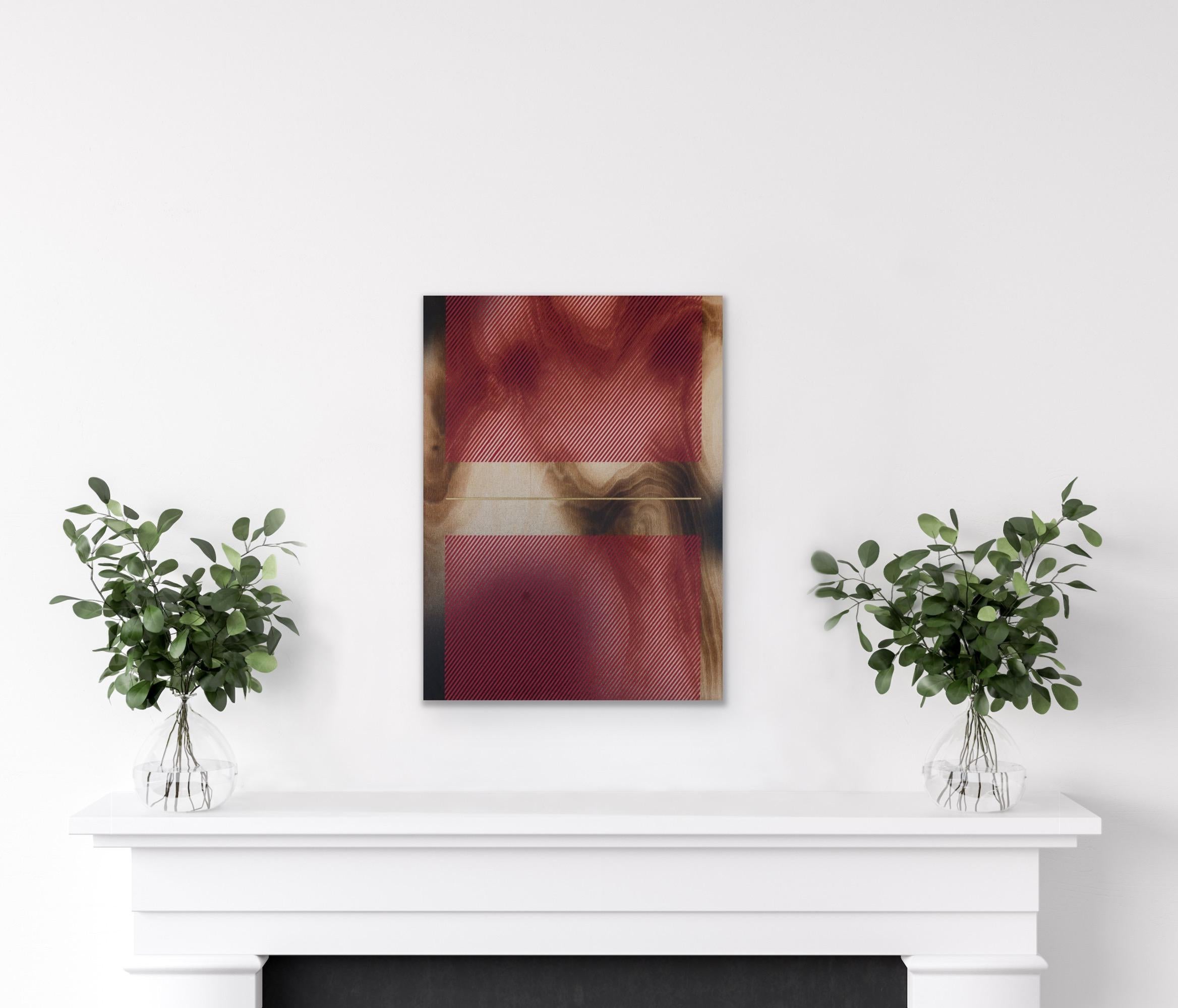 Cardenal rojo Mångata (pintura cuadriculada madera mínima borde duro dopamina vibrante) en venta 3
