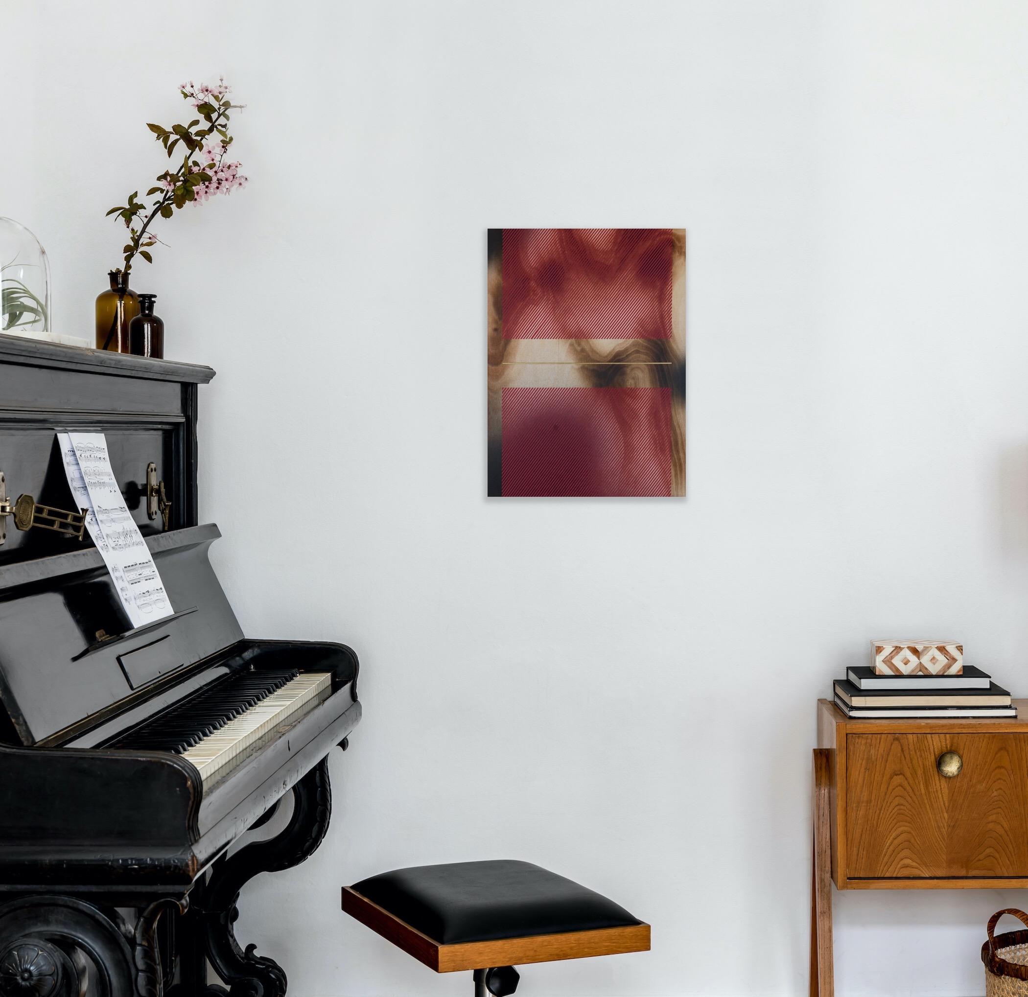 Cardenal rojo Mångata (pintura cuadriculada madera mínima borde duro dopamina vibrante) en venta 6
