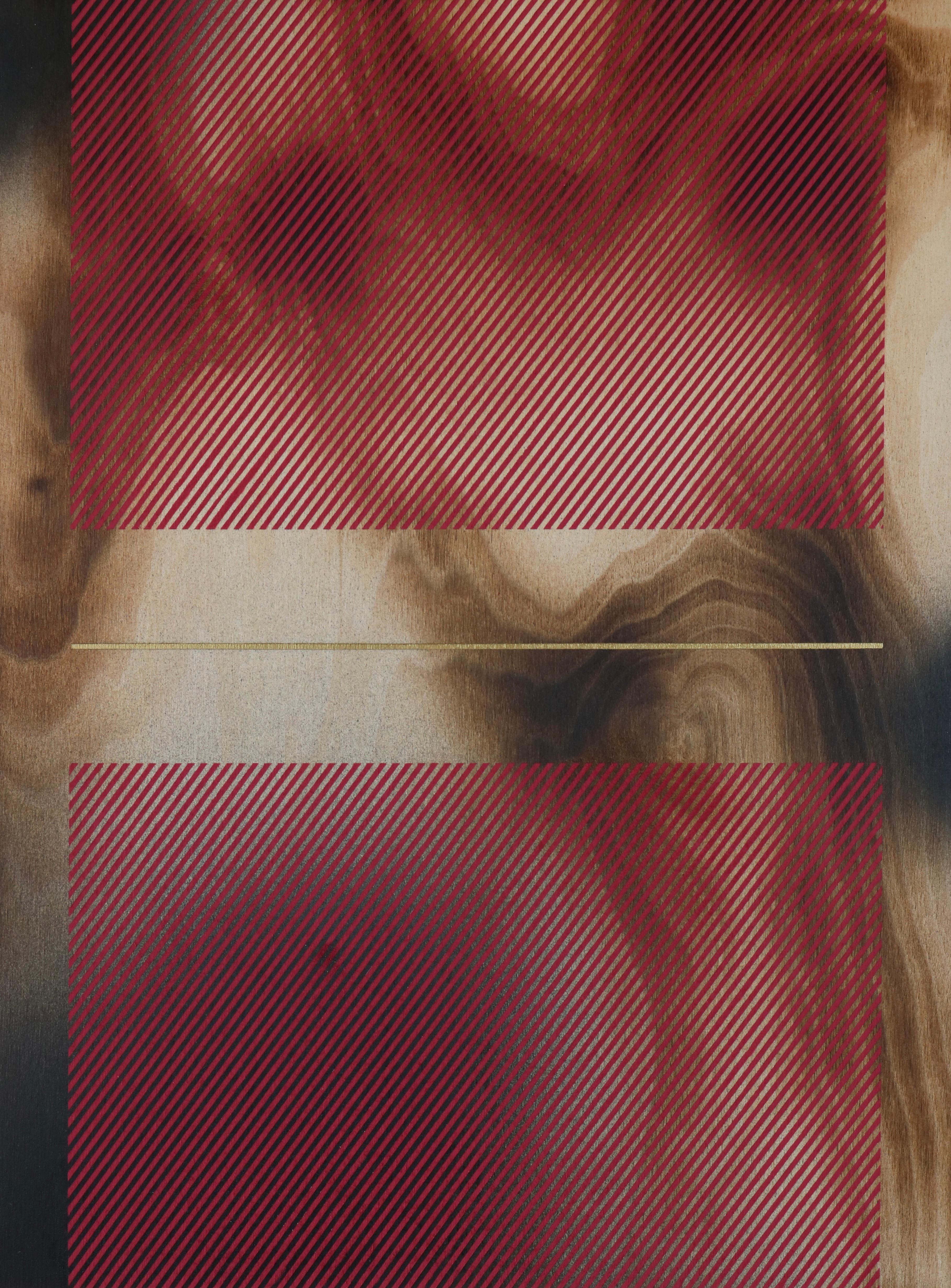 Cardinal red Mångata (grid painting minimal wood hard-edge dopamine vibrant)