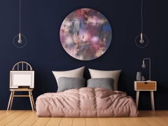 Cascadia 1 (quadro a griglia astratto in legno pannello circolare arte contemporanea)