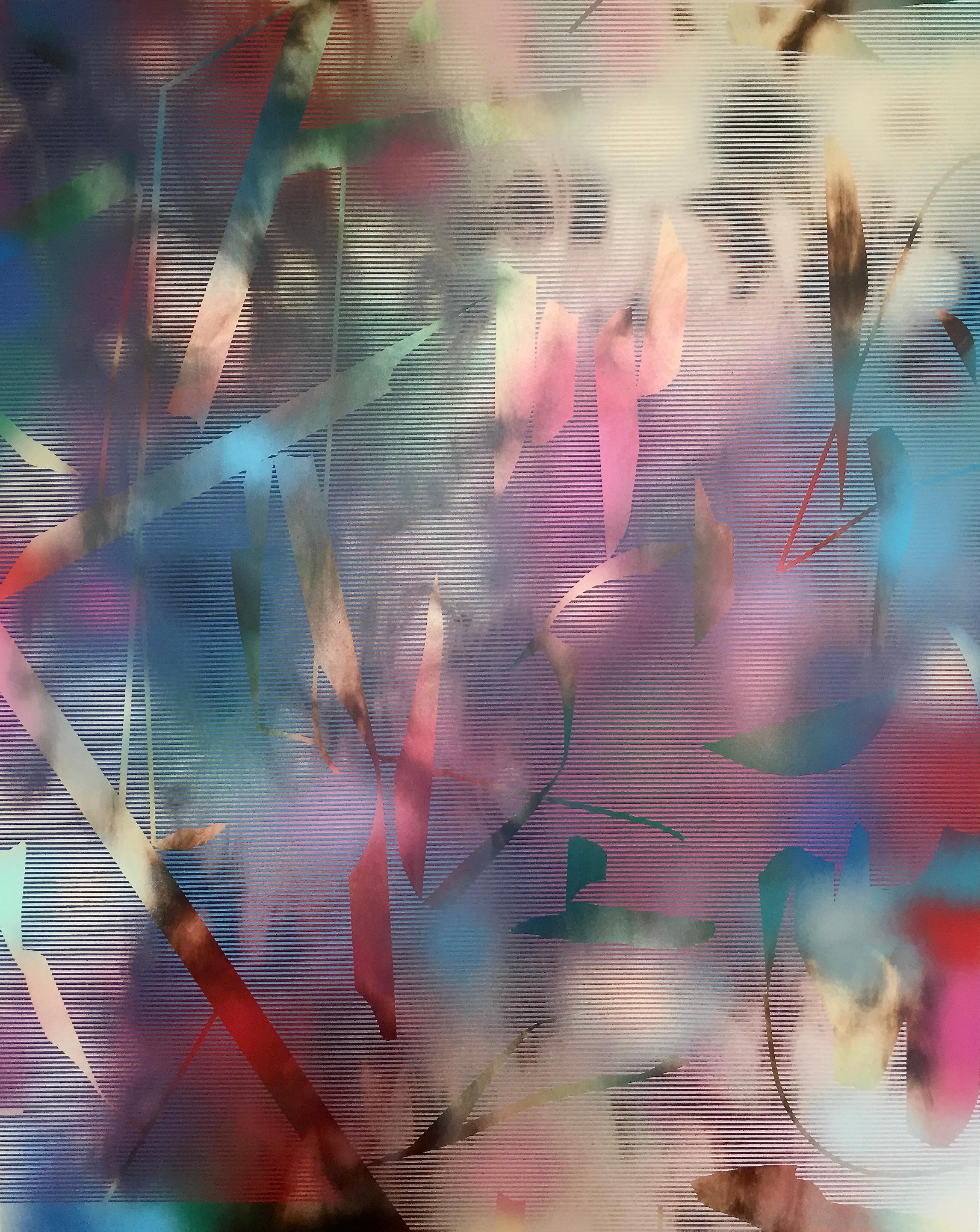 Melisa Taylor Metzger Abstract Painting - Cascadia 4 (grid painting abstract wood contemporary vivid colors optical art)