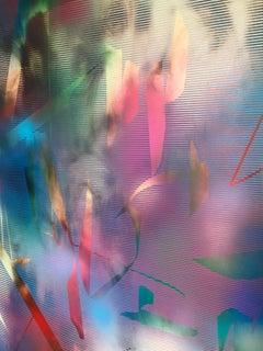 Cascadia 4 (cuadro cuadriculado abstracto madera contemporáneo colores vivos arte óptico)