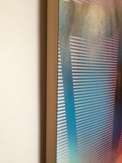 Cascadia 5 (grid painting abstract wood contemporary vivid colors optical art)