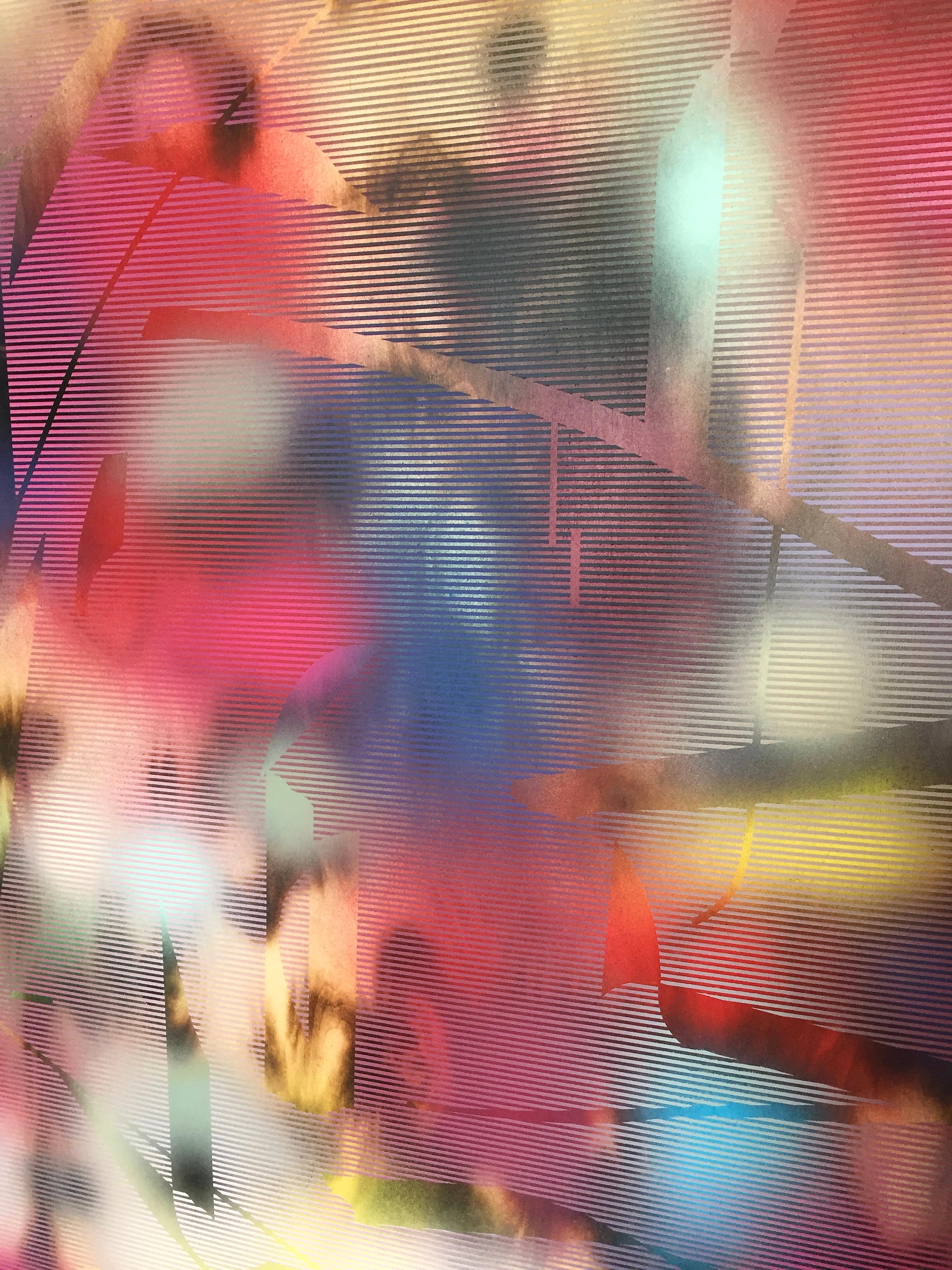 Cascadia 5 (Rastermalerei abstraktes Holz zeitgenössische optische Kunst mit lebhaften Farben) (Abstrakt), Painting, von Melisa Taylor Metzger
