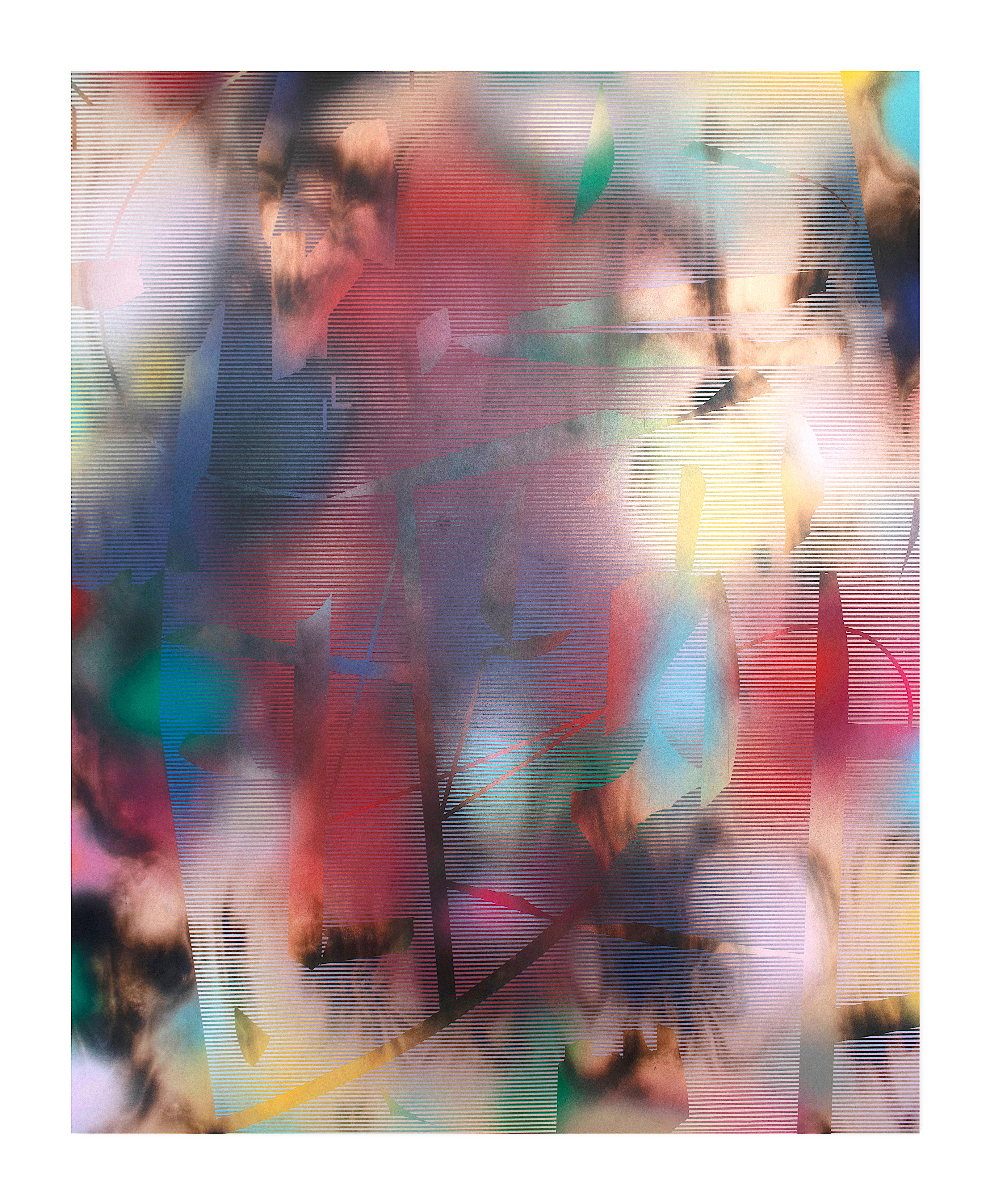 Cascadia 7 (pittura a griglia astratta in legno contemporanea, pittura a spruzzo vivace rossa) - Mixed Media Art di Melisa Taylor Metzger
