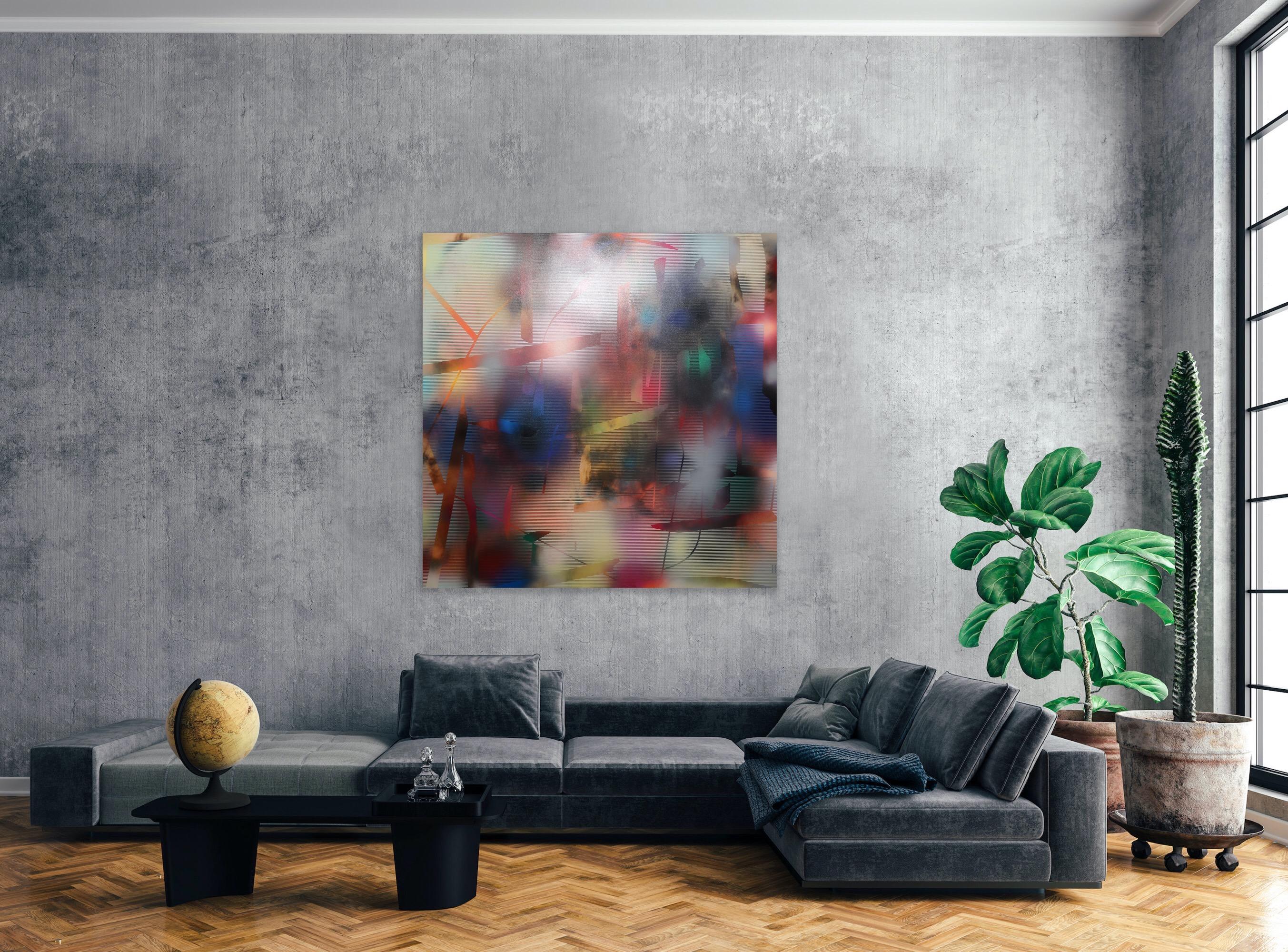 Cascadia 8 (peinture de grille en bois abstrait aux couleurs vives, art optique contemporain) en vente 1