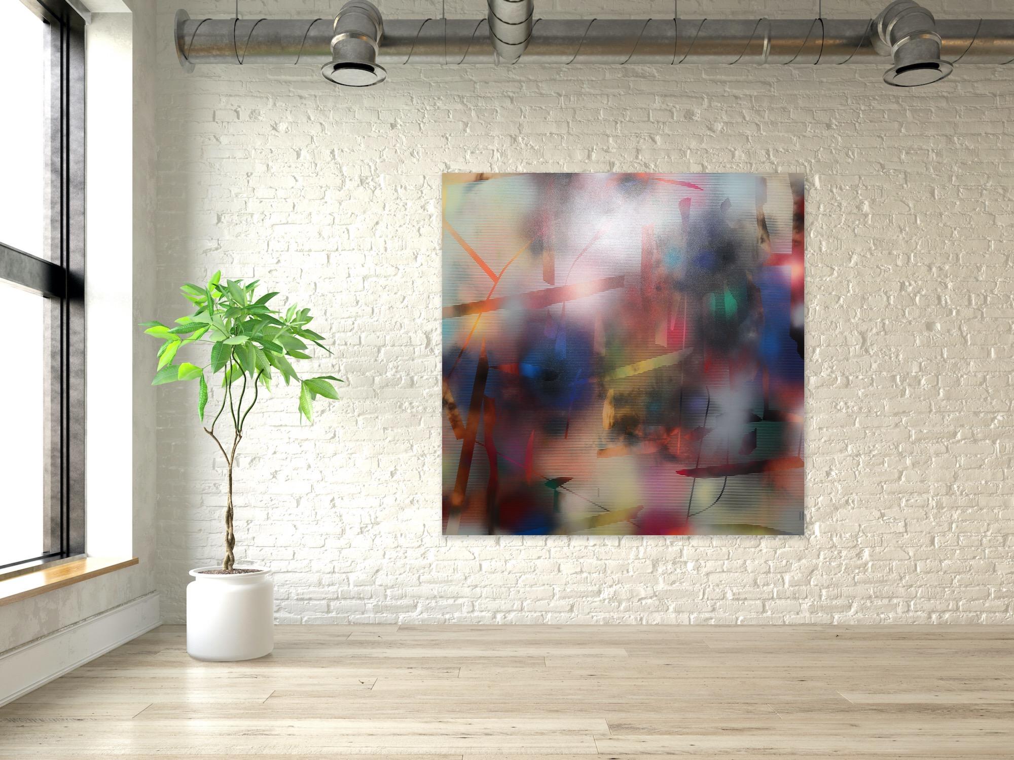 Cascadia 8 (peinture de grille en bois abstrait aux couleurs vives, art optique contemporain) en vente 3