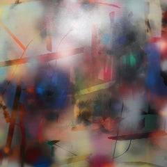 Cascadia 8 (peinture de grille en bois abstrait aux couleurs vives, art optique contemporain)