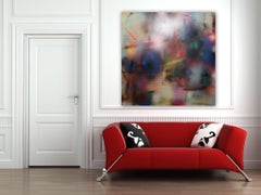 Cascadia 9 (grid painting abstract wood contemporary vivid colors optical art)