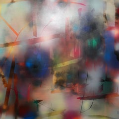 Cascadia 9 (grid-Gemälde abstraktes Holz zeitgenössische leuchtende Farben optische Kunst)