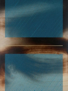 Celestial teal Mangata (grid painting minimal wood hard-edge dopamine vibrant)