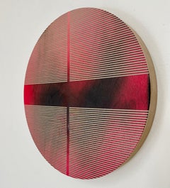 Cherry Coke Red pill (minimaliste grid round painting on wood dopamine art)