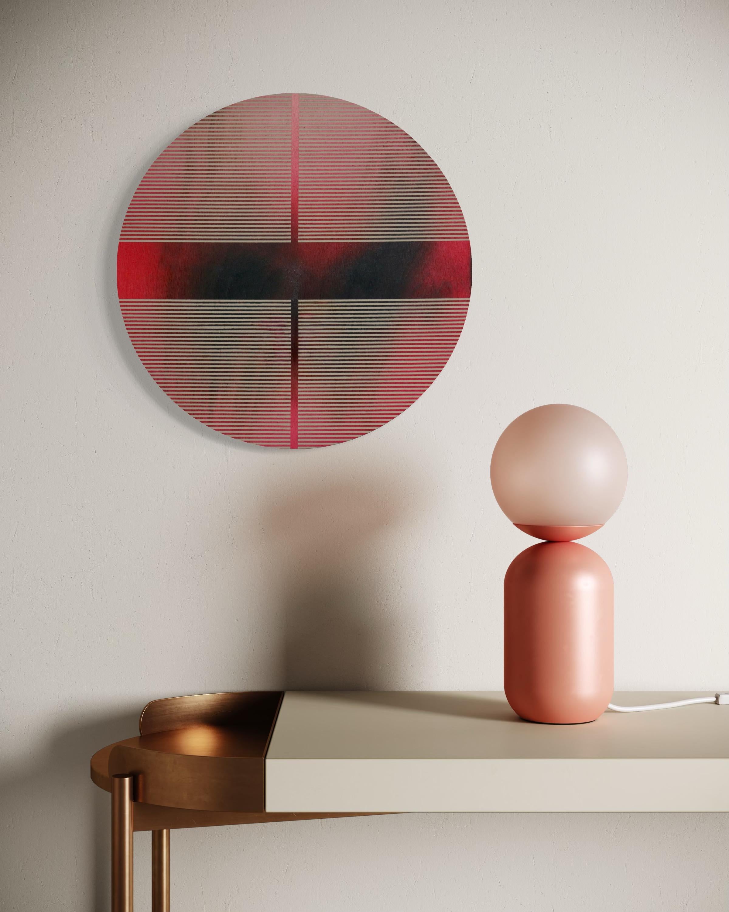 Cherry Coke Red pill (minimaliste grid round painting on wood dopamine art) For Sale 5