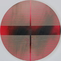 Cherry Coke Red pill (Minimalistisches Gitter runde Malerei auf Holz Dopamin Kunst)
