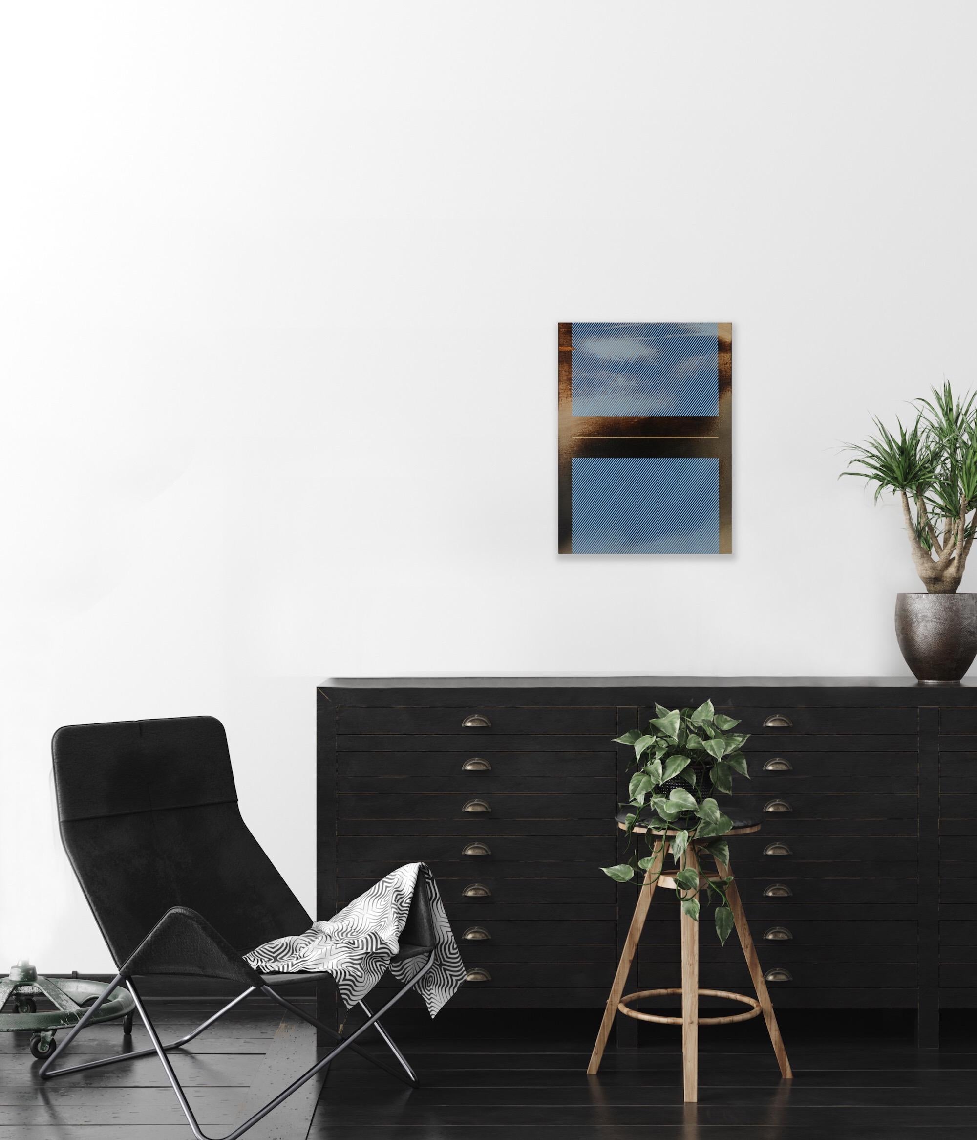 Azul aciano mångata (pintura cuadriculada madera mínima borde duro dopamina vibrante) - Painting Minimalista de Melisa Taylor Metzger