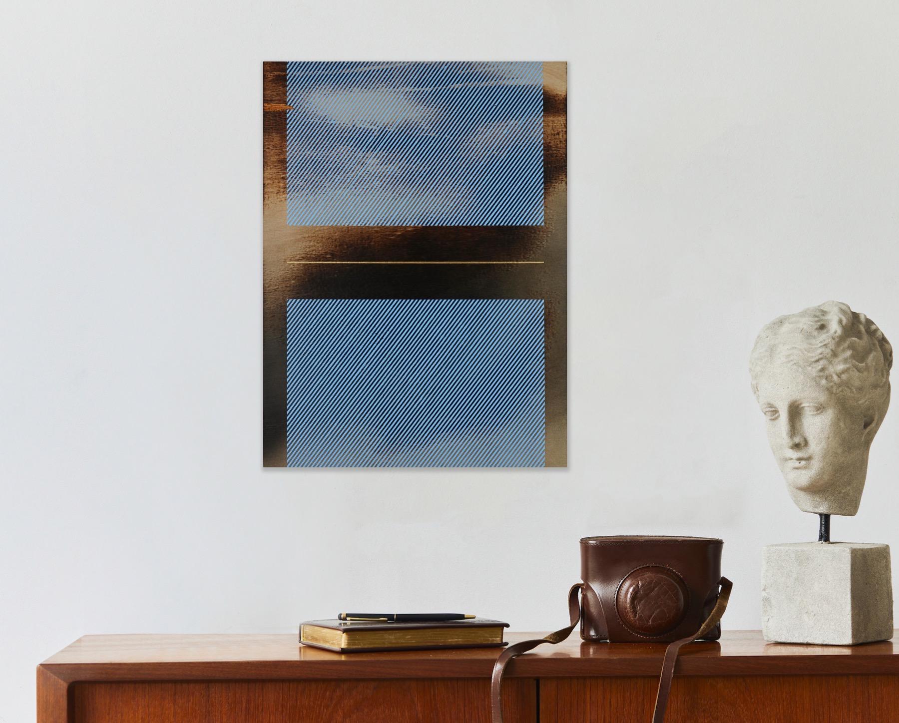 Azul aciano mångata (pintura cuadriculada madera mínima borde duro dopamina vibrante) en venta 4