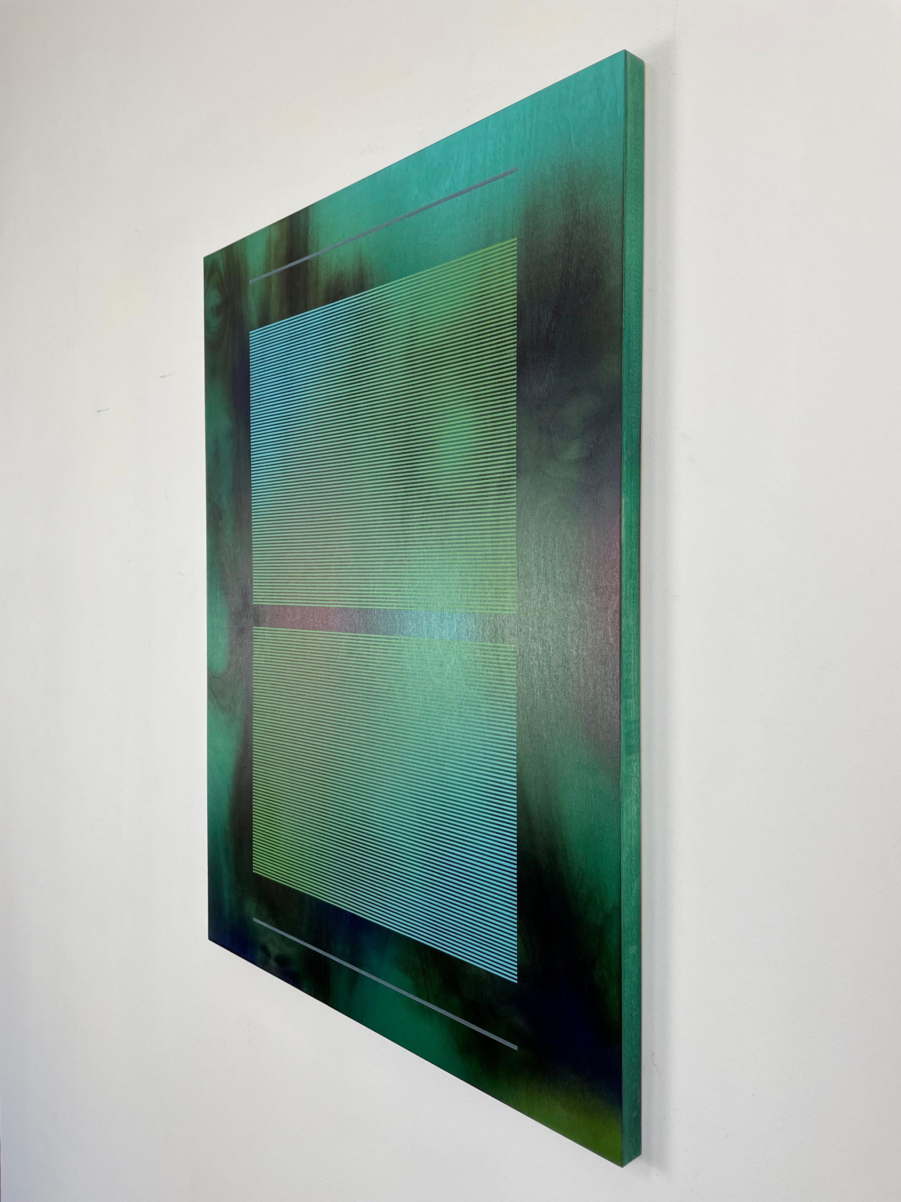 CSW 2024.4  (Aquatic whisper of emerald artichoke turquoise green grid painting) For Sale 13