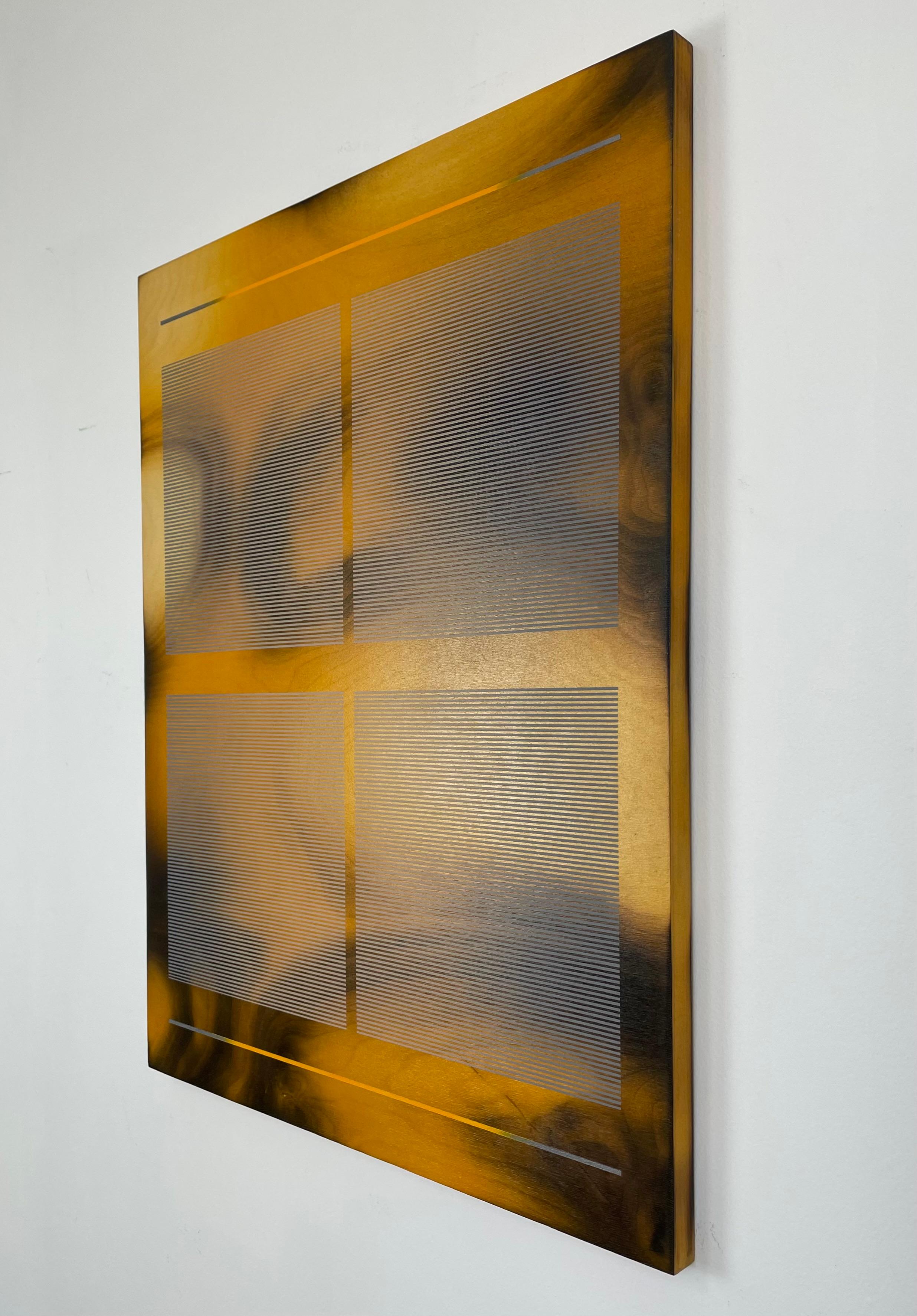CSW 2024.7 (Sonnenstrahl gelbgold hour amber rythms sound waves grid painting) im Angebot 6