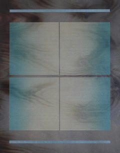 CSW 2024.8 (Grey-blue striped grid squares grid minimal painting wood)