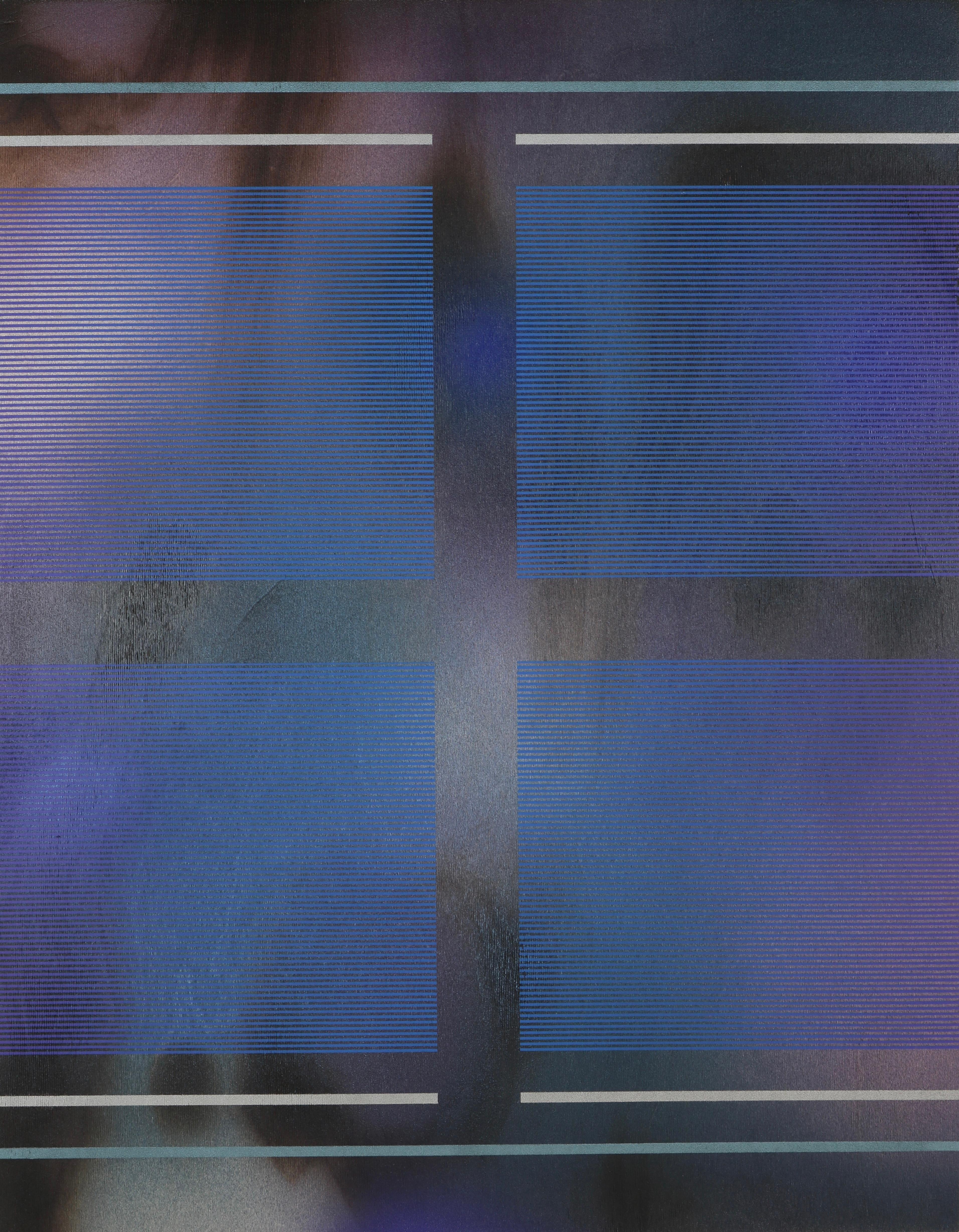 Abstract Painting Melisa Taylor Metzger - CSW 2024.9 (modern space âge galactic cobalt grid minimal painting wood)