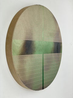 Dill pickle green pill (minimaliste grid round painting on wood dopamine color)