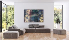 d'Ombré 3 (grid painting abstract geometry optical grey yellow green patterns)