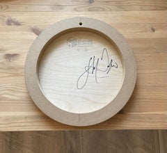 Fandango pink pill (minimaliste grid round painting on wood dopamine pink art)