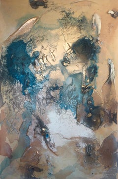 En el mar entre fósiles y satélites (pintura texturizada a gran escala arena orgánica)