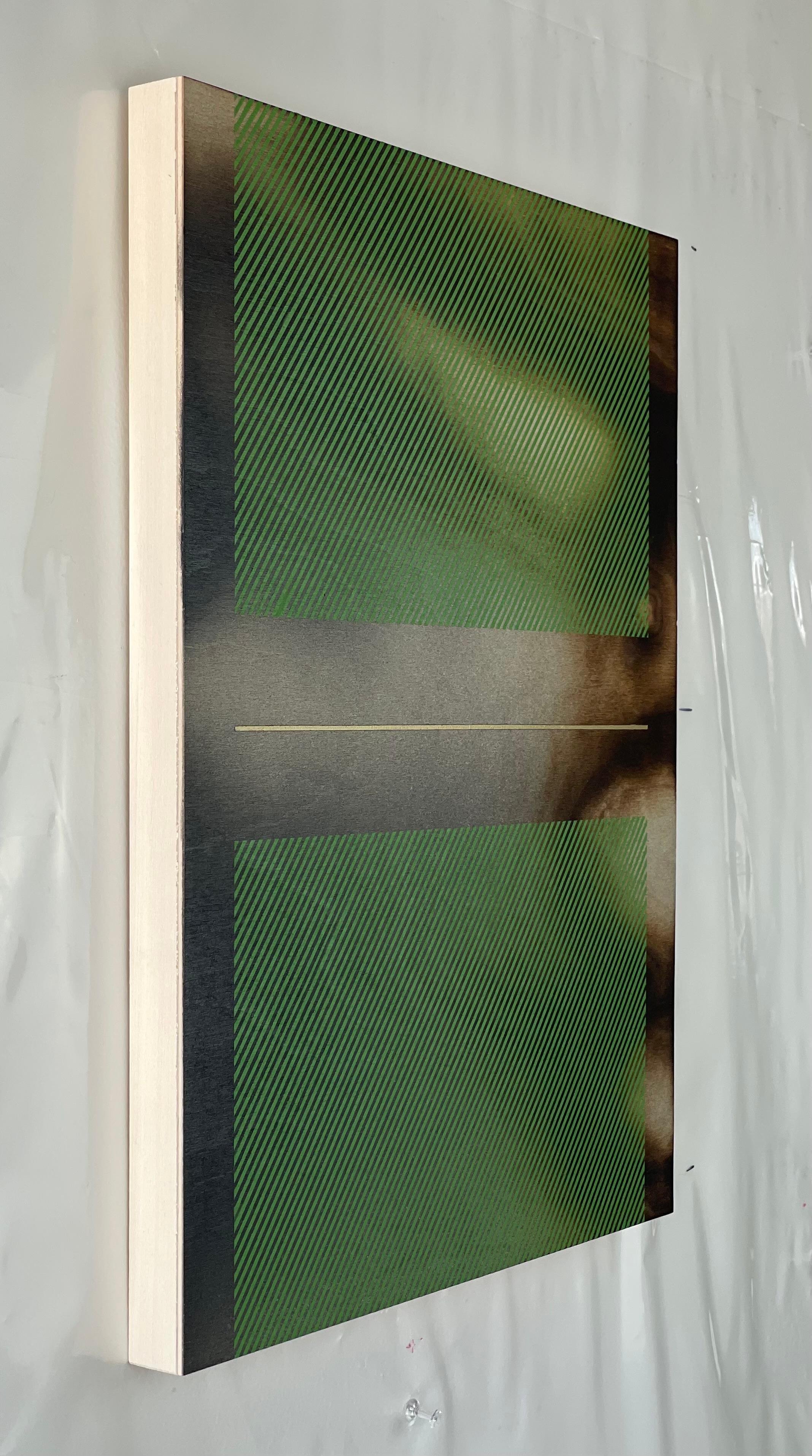 Verde bosque Mångata (pintura cuadriculada madera mínima borde duro dopamina vibrante) en venta 2
