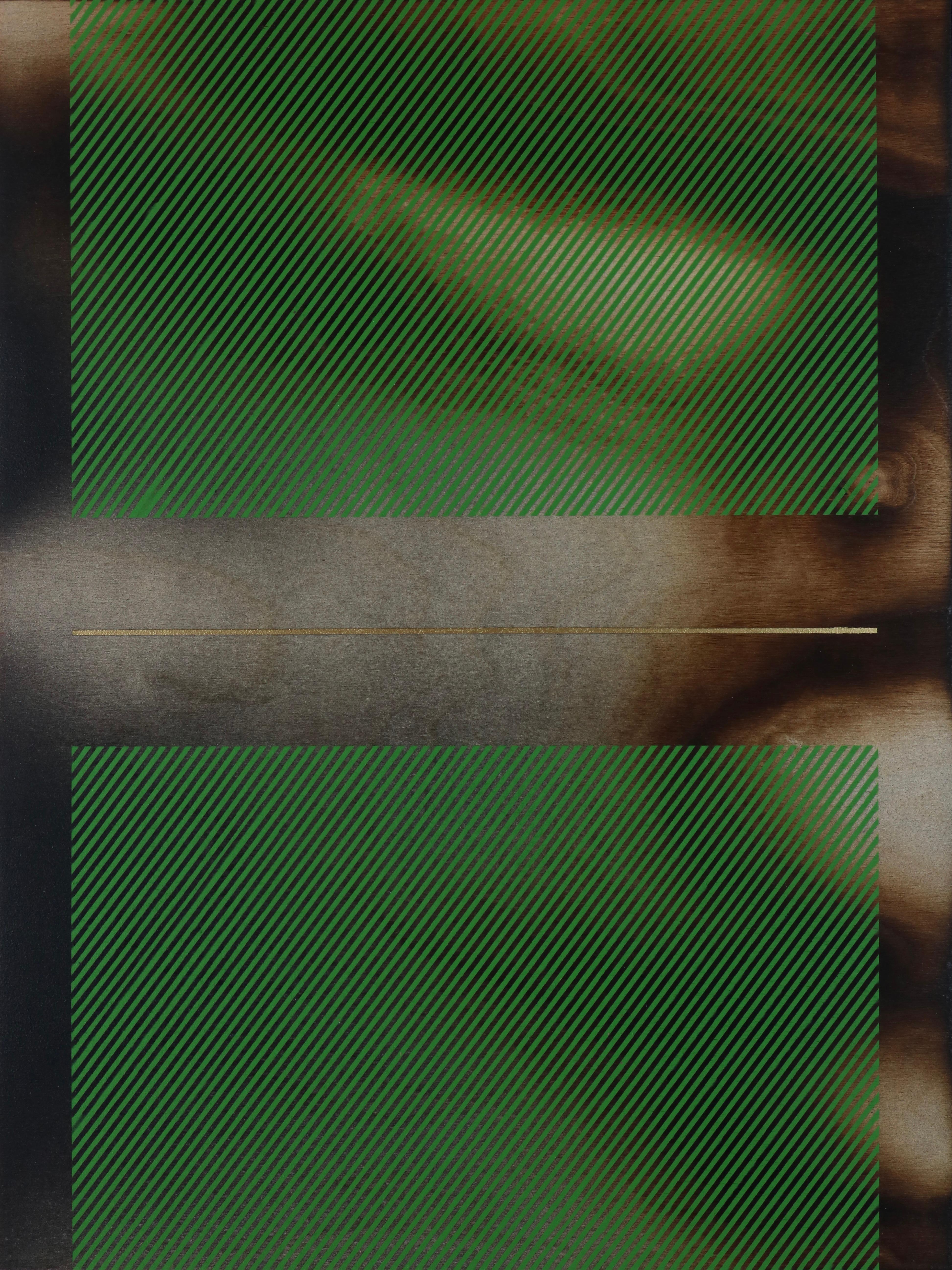 Forest green Mångata (grid painting minimal wood hard-edge dopamine vibrant)