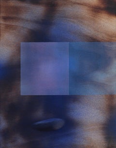 Frost and decimals 2023.1 (petite peinture abstraite en bois bleu foncé minimaliste)