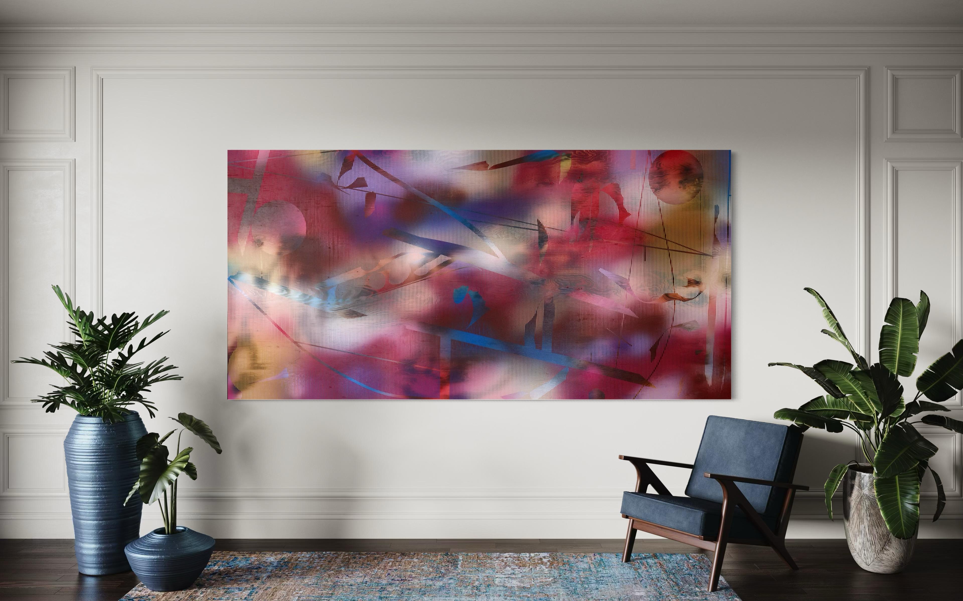 HRCO  (cuadrícula vibrante cuadrícula pintura geométrica abstracta contrachapado colorido) en venta 6